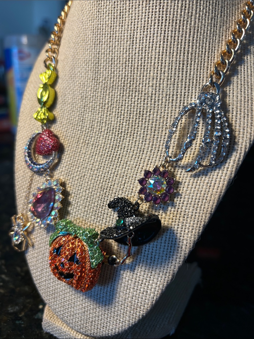 Betsey Johnson Multicolor Halloween Pumpkin Charm Necklace - Picture 5 of 5